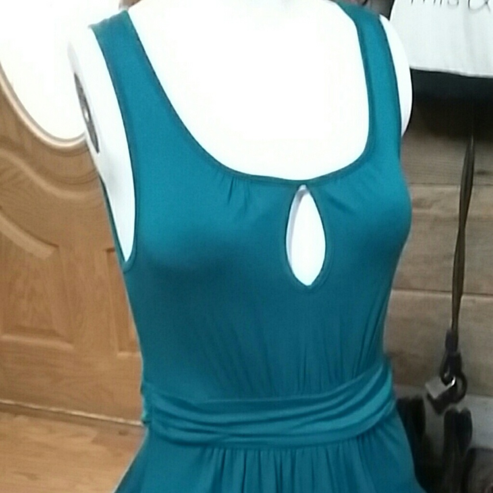Teal swing keyhole dress
